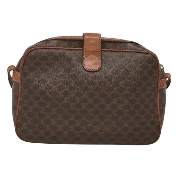 CELINE Macadam Canvas Shoulder Bag PVC Leather Brown Gold Auth BA2501 - Picture 3 of 16